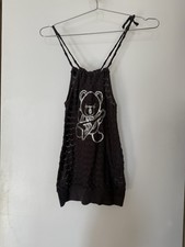 Hysteric Glamour Tie Tank Top Gray Silver Sequin Bear