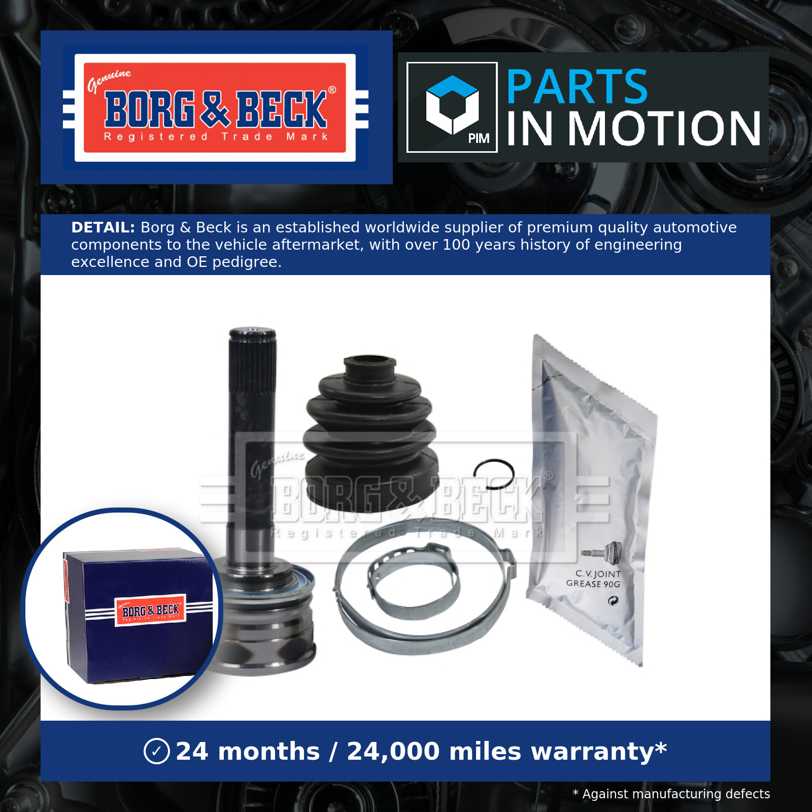 CV Joint fits MITSUBISHI PAJERO/SHOGUN Mk2 2.5D Front Outer 86 to 00 C.V. B&B