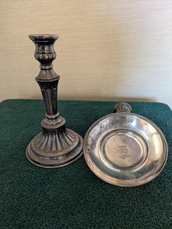 "Plato de plata vintage Viners of Sheffield England en candelabros de cobre - 8,25""" Foto 2 de 3