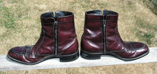 Florsheim Vintage Shoes Mens 9.5 D Burgundy Leather Ankle Zip Dress Boots