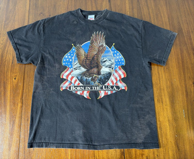 Tennessee River Born In The USA Eagle American Flag Patriotic  Shirt XL Vintage