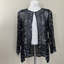 Vintage 100 Silk Beaded Sequin Jacket Going Out Evening Event Size XS - AS IS