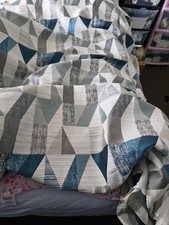 90x84 Long Curtains Lined With 4 Cushion Covers Grey Tones