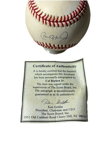 Cal Ripken Jr Autographed Baseball With COA by Ken Goldin
