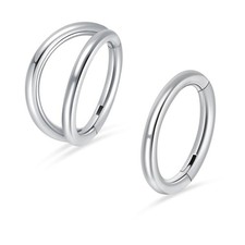 2Pcs Titanium Nose Rings Hoop 18G 6mm Double Hoop Nose Earring Cartilage Heli...