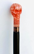 Gothic Skull Head Handle Victorian Handcrafted Wooden Walking Stick Cane Gift