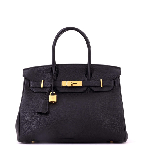 Hermes Birkin Handbag Noir Togo with Gold Hardware 30