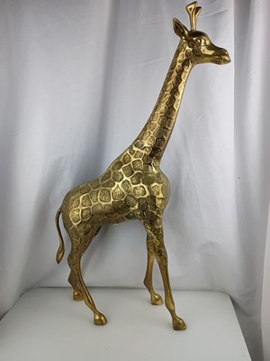 23'' Tall Brass Giraffe Figurines 7lb Weight Textured  symbolize Ambition Grace 
