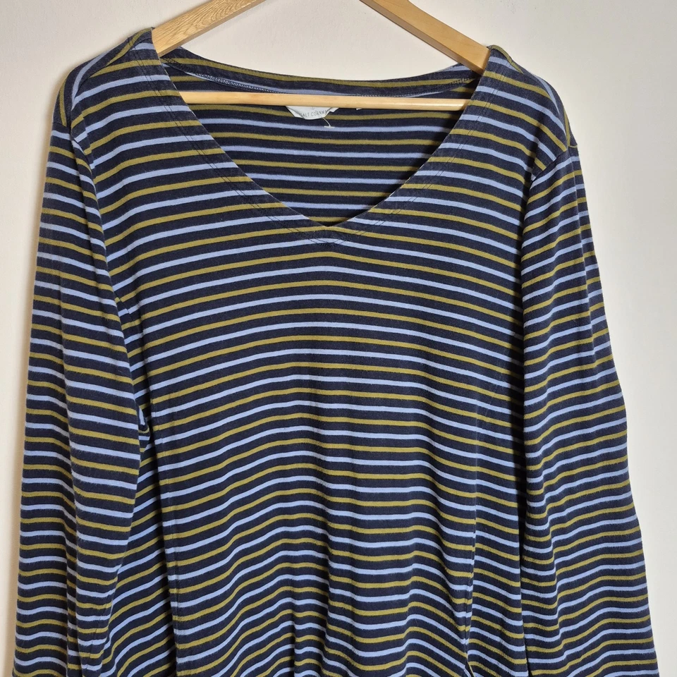 Seasalt 20 Navy Striped Clear Light Jersey Drape Dress Tunic Lagenlook - Image 2 of 4