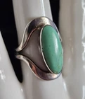 Vintage Sterling Silver Turquoise Split Shank Ring Seafoam Green Size 7.75 10g