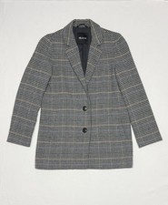Madewell Wool Blend Long Blazer Grey Houndstooth Preppy Academia Women s Size XS