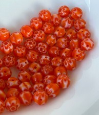 Murano Glass Beads Loose 6mm Tangerine Round Beads - at least 130 beads