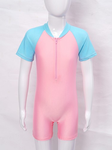 Children Cartoon Print Girls One Piece Short Sleeve Boyshorts Swimsuits Swimwear - Picture 38 of 58