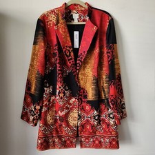 NWT 179 CHICO'S Printed Statement Long Sleeves Jacket Multi 4 Red/Black