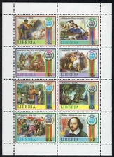 Liberia Scott 1060 William Shakespeare Plays Mint Never Hinged Sheet of 8