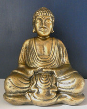 Sitting Buddha Ornament - Resin - Antique Gold Finish - 20cm