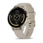 Garmin Venu 3S Soft Gold Watch Steel French Gray Case Silicone Band 010-02785-02
