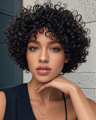 Pixie Cut Kinky Curly Human Hair Wigs No Lace Front Glueless Soft Wigs Natural