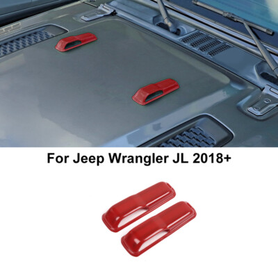 2x Red Front Engine Hood Hinge Cover Trim Decor for Jeep Wrangler JL JT 2018+
