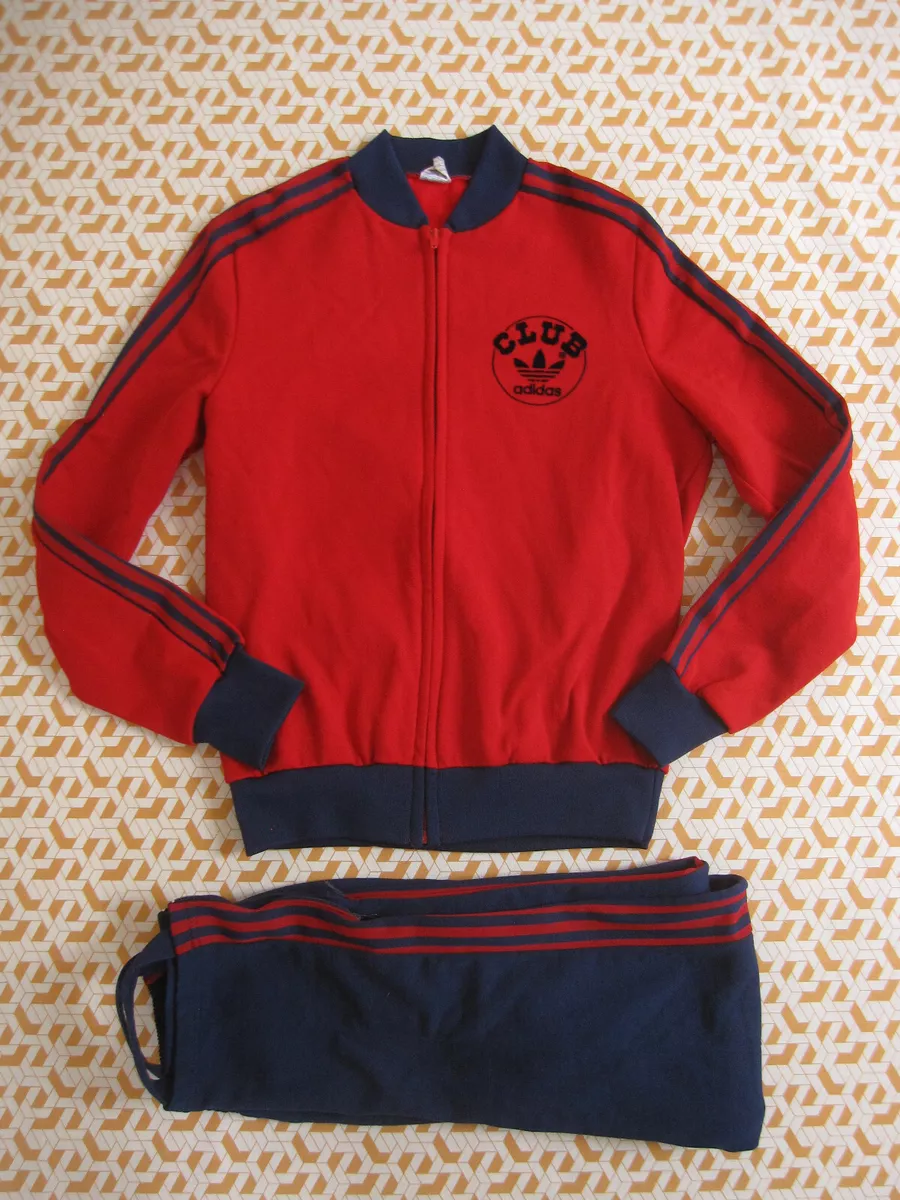 ADIDAS 70'S Club Surveillance Red Ventex Jacket Pants Vintage tracksuit - S