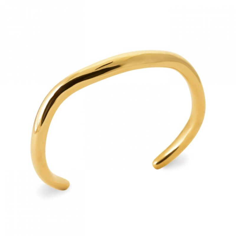 Bracelet jonc incurvé femme en acier 316L doré haute résistance 66mm