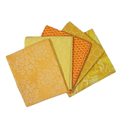 Bastelstoffe 100% Baumwolle gelb Mixer Konvolut Baumwolle Fat Quarters Stoff - Bild 2 von 5
