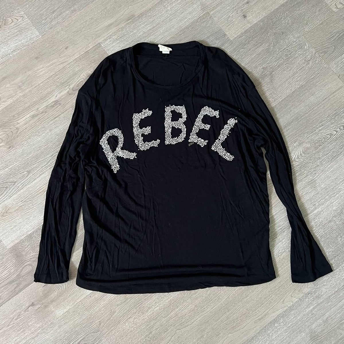 Diesel Black Beaded Long Sleeve T-Shirt Size 12Y Also S or M Women 