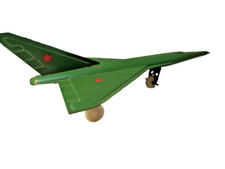 Vintage USSR Toy Airplane Supersonic Jet Plastic Green Red Star Soviet Era 1970s