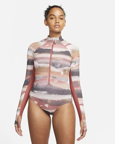 Nike Adventure Women's Long Sleeve One Piece Swimsuit Bodysuit L Multicolor  Rust | eBay