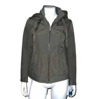 Sebby Juniors Olive Hooded Zippered Rain Jacket Medium NWT
