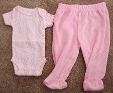 Girl's Size P Preemie Two Piece White/ Pink Print Carter's Top  NWT Place Pants