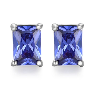 Damen Ohrringe Sterling 925 massiv Silber 2 Karat Baguetteschliff lila Tansanit