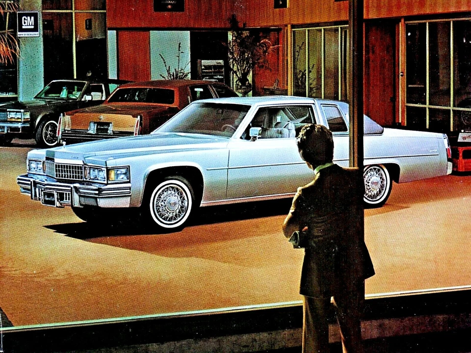 Cadillac 1978 cupé Deville plateado vintage sala de exposición anuncio impreso original 8,5 x 11" Foto 2 de 4