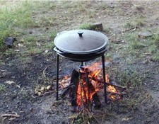 Calderone asiatico in ghisa con coperchio in ghisa 15 litri. Spessore 3,8 mm