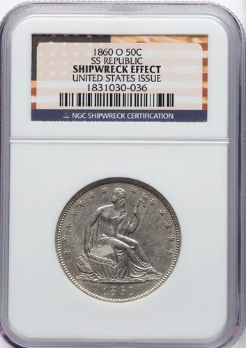 1860-O Seated 1/2 Dollar - NGC SHIPWRECK RECOVERY - PLEASANT SURFACES