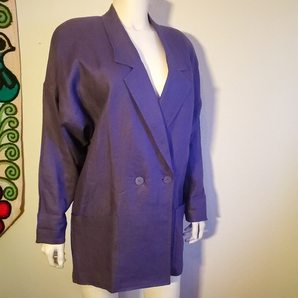 Vintage 80s Dior Blazer Black Wool Crepe Jacket M