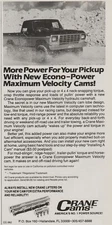 1984 Crane Cams - Auto Engine Parts Camshafts - 4X4 Ford Pickup - Print Ad Photo