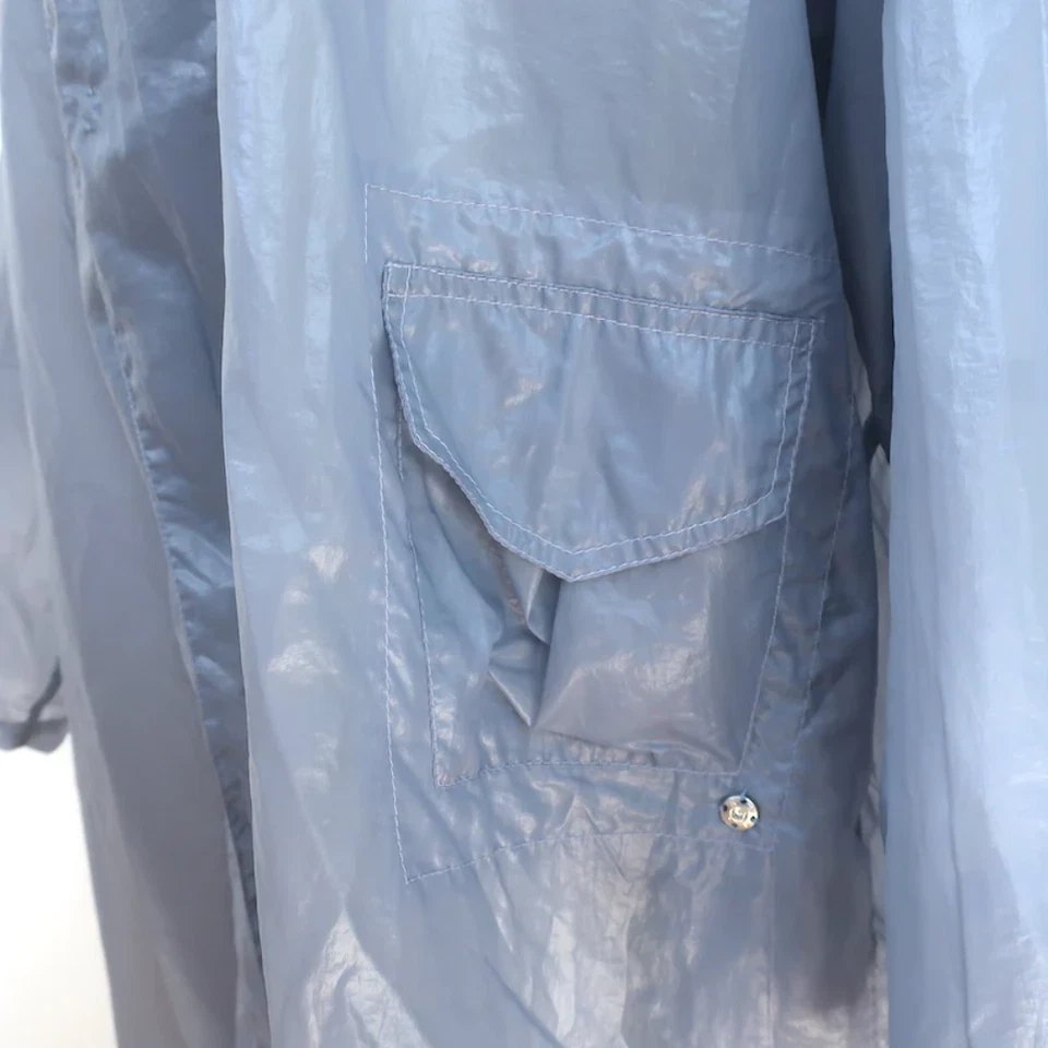 Moon Young Hee垂褶透明外套蓝色尼龙混纺 38 码 — 第 3/4 张图片