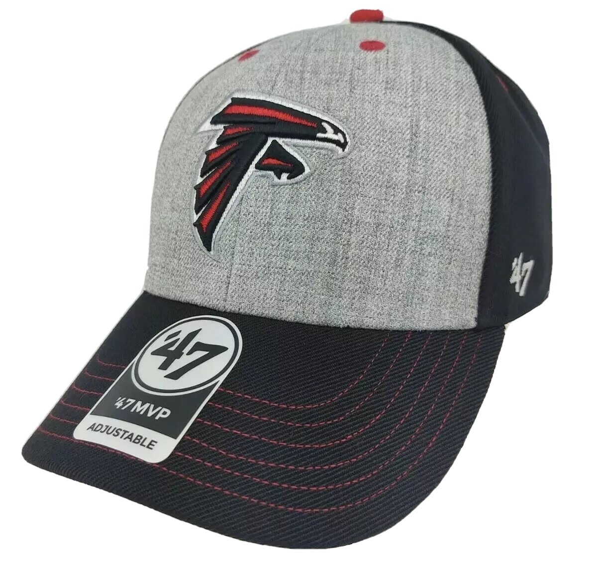 Atlanta Falcons hat cap adjustable 47 Brand MVP black grey new red  stitching nwt