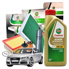 Castrol Kit Tagliando Audi A4 B8 2.0 TDI 4 Filtri + 5l Olio Edge Longlife III