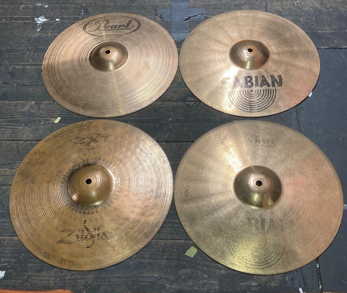 Job Lot 4 Cymbals Zildjian Sabian Paiste 14" Hi Hat Drums eBay