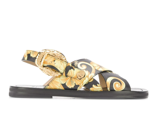 VERSACE baroque print sandals Yellow 