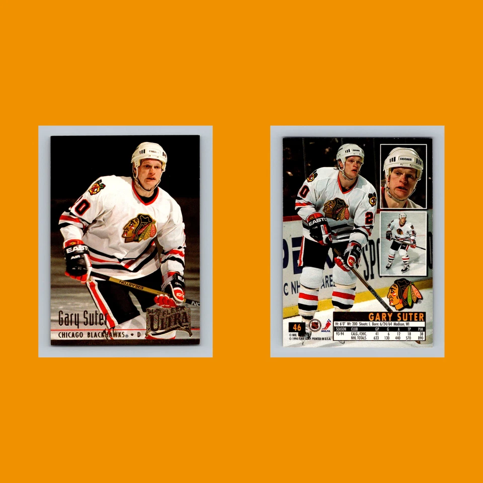 Gary Suter #46 1994 Fleer Ultra Chicago Blackhawks Hockey Card NHL NM - Image 3 of 3