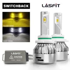 LASFIT Switchback 9006 HB4 LED Headlight Bulbs Low Beam 6000LM Dual Color Kits