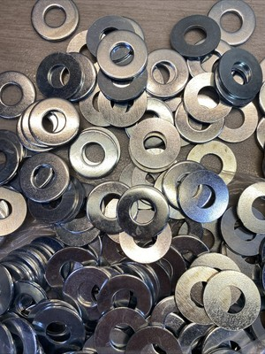#ad #ad 3 8quot; USS STEEL FLAT WASHER ZINC COATED 7 16quot; ID X 1quot; OD 50 PIECES $6.04