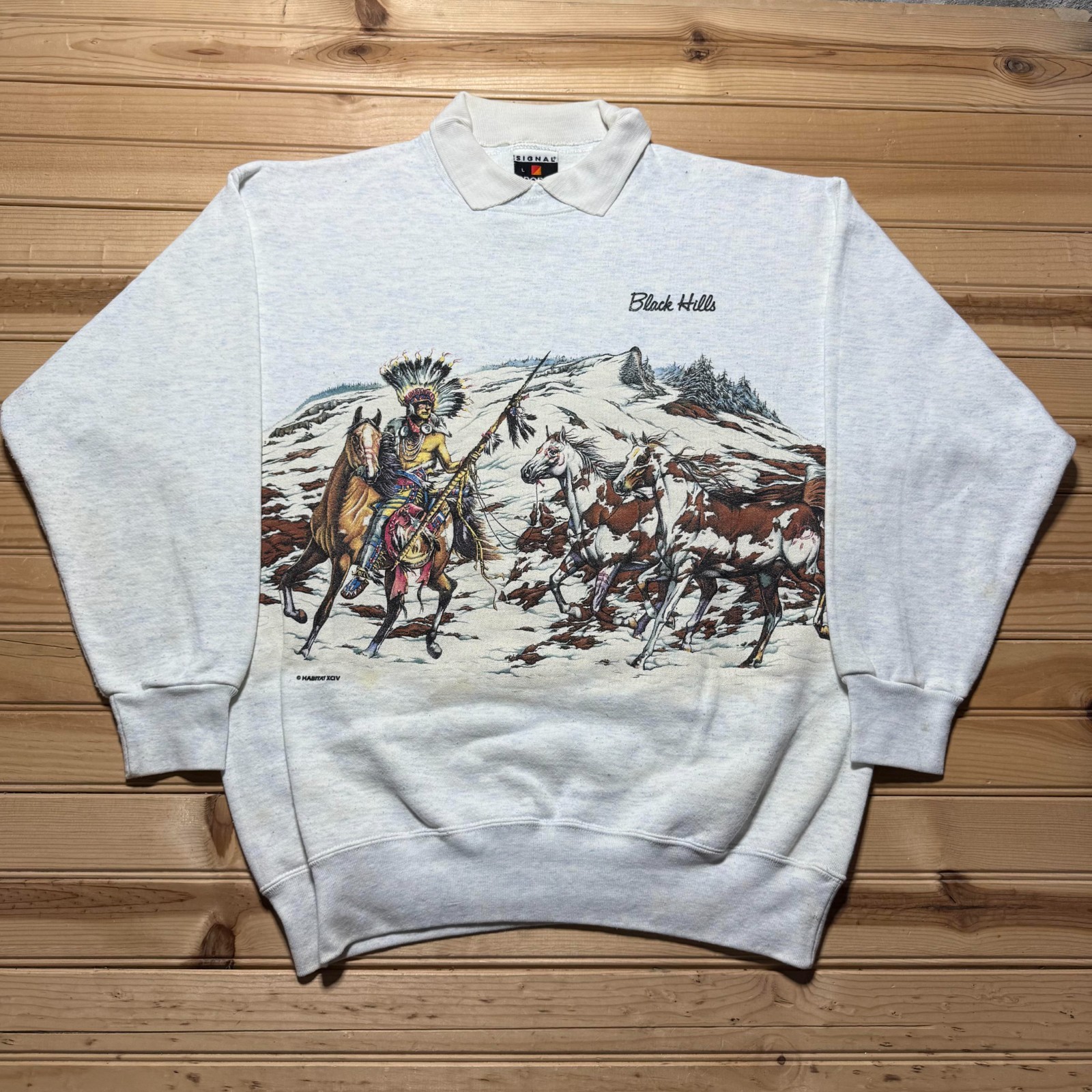 Vintage 1994 Black Hills South Dakota Indian Chief Warrior Sweatshirt Size Large