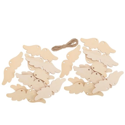 60 Pcs Blanke Flügel Aus Holzspänen Für Ornamente Holzhandwerksornamente - Bild 1 von 4