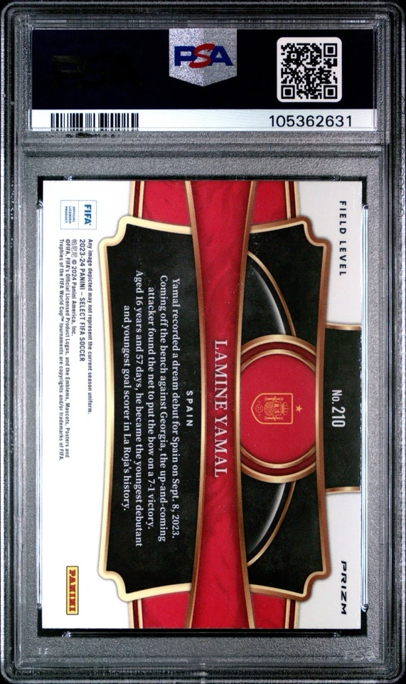 Panini Select FIFA 2023-24 Lamine Yamal Field Level #210 Purple Mojo RC PSA 10 - Bild 2 von 2