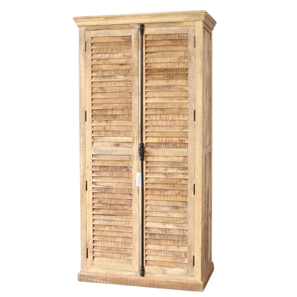 Kleiderschrank GUER braun Antik Shabby Garderobe massiv Vintage Landhaus Design 