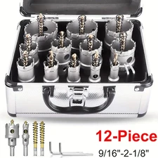 Heavy Duty Carbide Hole Saw 12Pcs Metal Steel Hole Saw Drill Bit TCT Hole Cutter